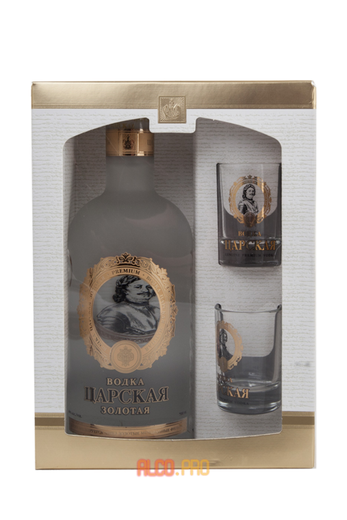 Водка Царская Золотая Ладога 0.7l в п/у + 2 рюмки Водка Царская Золотая Ладога 0.7l в п/у + 2 рюмки